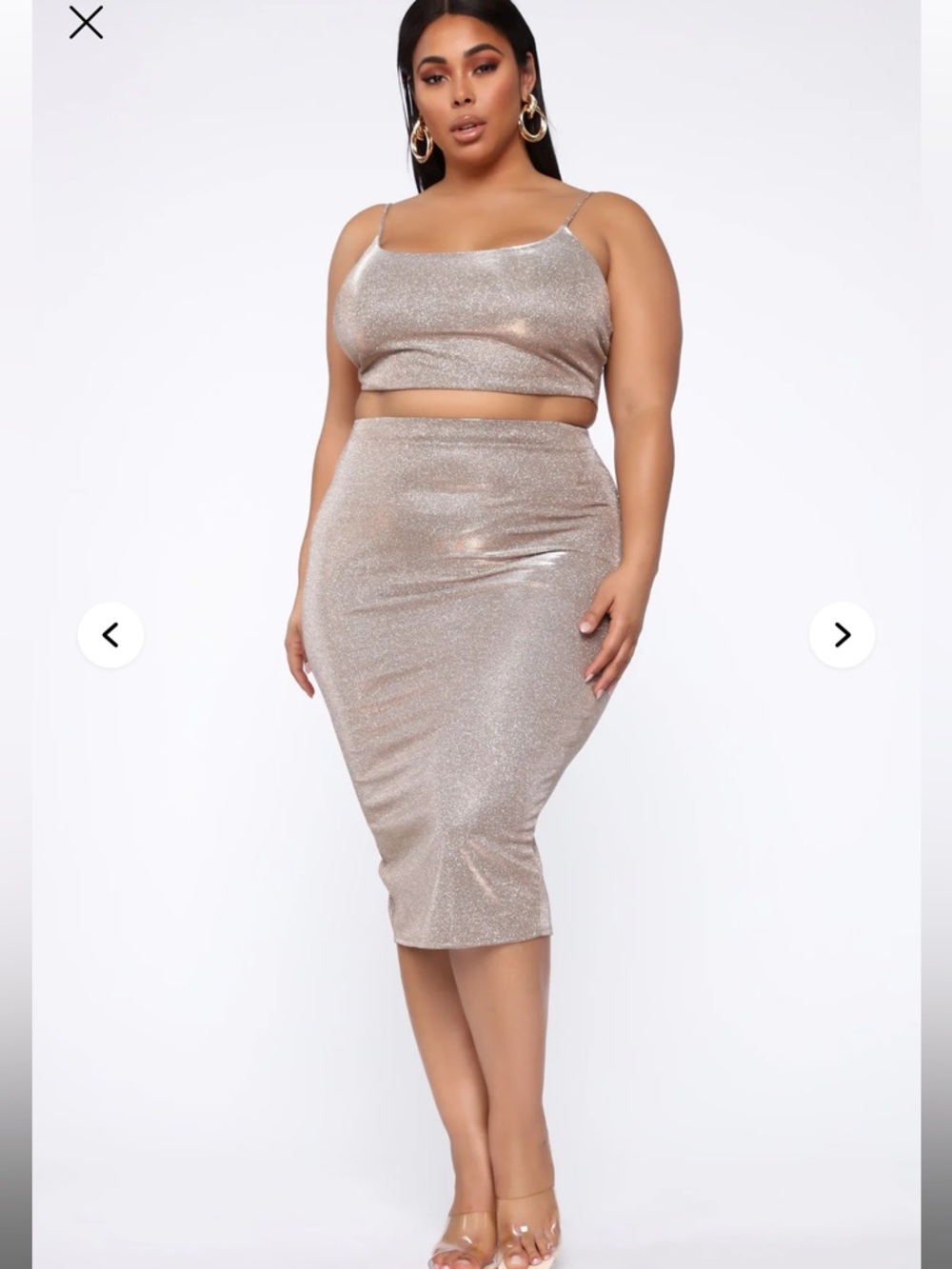 Shimmery Metallic Taupe Pencil Skirt - Plus Size